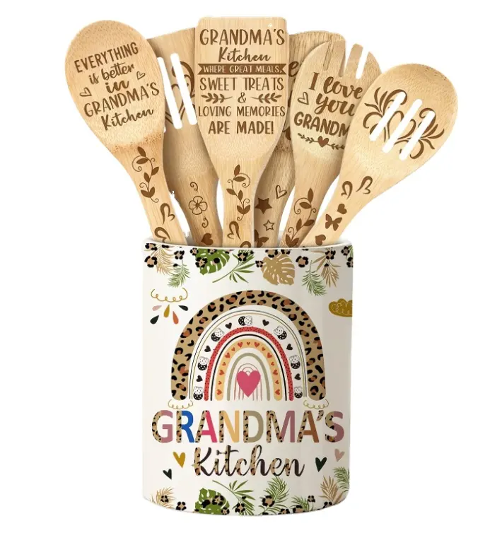 Geschenken Voor Oma, Keramische Gebruiksvoorwerp Houder Voor Koken Met Houten Lepels Moeders Dag Geschenken Voor Oma