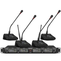 Mikrofon Karaoke Nirkabel 4 Saluran Profesional dengan Headset Lavaliar Genggam dan Konferensi untuk Pidato Pesta Gereja KTV