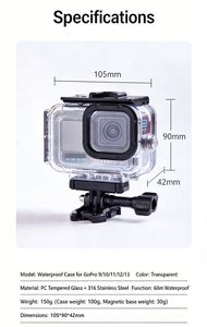 Support magnétique, <span class=keywords><strong>protection</strong></span> sous-marine 60 m, caméra d'action sportive, boîtier étanche pour plongée et snorkeling, étui étanche pour <span class=keywords><strong>GoPro</strong></span> <span class=keywords><strong>Hero</strong></span> 9 10 <span class=keywords><strong>11</strong></span> 12 13 - Product Image 3