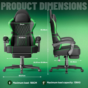 Chaises de jeu inclinables à verrouillage d'inclinaison, ergonomiques, réglables en hauteur, avec soutien lombaire, modernes et confortables pour le bureau et l'e-sport - Product Image 2