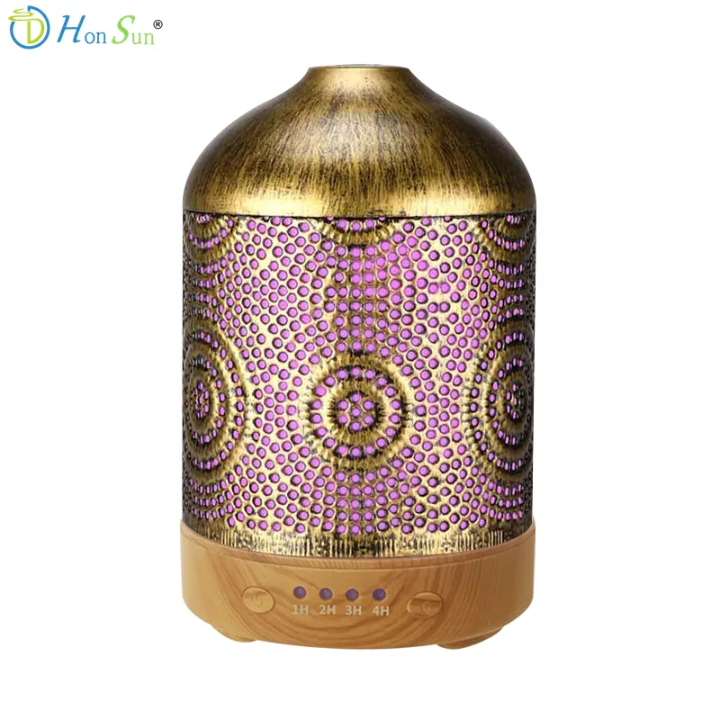 120ml Metal Aromatherapy Oil Diffuser Rose vintage copper Essential Oil Diffuser Ultrasonic Cool Mist Diffuser for Home Bedroom