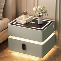 Mesita de Noche Inteligente de Madera Maciza con Cerradura RFID, Estilo Europeo Clásico con Compartimento Secreto Oculto para Almacenamiento