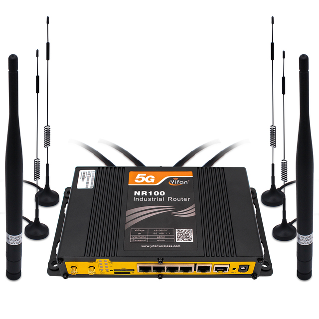 Ultra-Speed Low Latency NR100 Wireless Industrial Router 4G/5G Network RS232 Dual SIM 2.4G/5.8G Modem Firewall VPN WEP