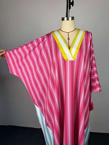 Nouvelle <span class=keywords><strong>Robe</strong></span> Longue Dashiki Ample et Respirante pour Femmes Africaines, Style Kenya, Col en V, Rayures et Blocs de Couleurs, Grande Taille - Product Image 4