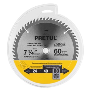 ST-760P Pretul 7-1/4 \ "in acciaio al carbonio di qualità industriale lama per sega a punta in legno 60 denti 5/8 \" centro OEM bianco personalizzabile - Product Image 1