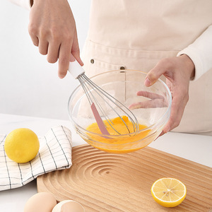 Batteur à œufs double usage avec spatule en silicone, fouet en acier inoxydable pour la pâtisserie, outil de mélange pour la cuisine - Product Image 1