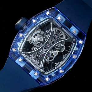 <span class=keywords><strong>Orologi</strong></span> da Uomo di Lusso 53-02, Orologio Automatico Tourbillon Sportivo con Quadrante Scheletrato Trasparente in Zaffiro Blu - Product Image 5