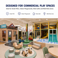 Equipo de juegos infantiles comercial pequeño para interiores, modular y personalizado, con zona de juegos temática, piscina de bolas, toboganes y pista de paseo para FEC