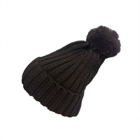Bonnet d'hiver chaud en tricot uni pour adulte avec pompon, unisexe, à revers, pour l'extérieur et les cadeaux promotionnels