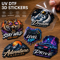 Autocollants 3D personnalisés UV DTF, étiquettes de transfert en relief, imperméables, motifs personnalisés, logo imprimé, autocollants de transfert métalliques autocollants