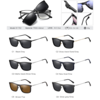 Lunettes de conduite polarisées anti-lumière bleue UV400 avec clip à ressort en métal rectangulaire Partagas pour hommes