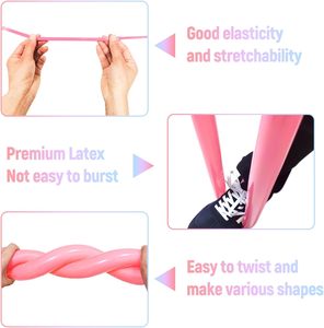 100 ballons longs en latex pastel pour la création d'arches de ballons, assortiment de 260 ballons magiques pour les fêtes d'<span class=keywords><strong>anniversaire</strong></span>/mariages - Product Image 3