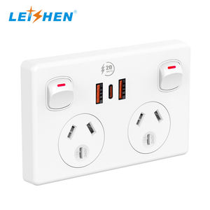 SAA approuvé 10A 240V chargeur haute vitesse 2USBA + USBC PD 20W Au électrique Double GPO Points d'alimentation interrupteur et prise - Product Image 4