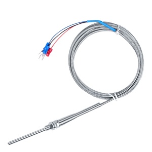 K J PT100 loại cặp nhiệt điện thép không gỉ thăm dò cặp nhiệt điện 100mm 200mm 2m dây cáp chiều dài cảm biến nhiệt độ - Product Image 1
