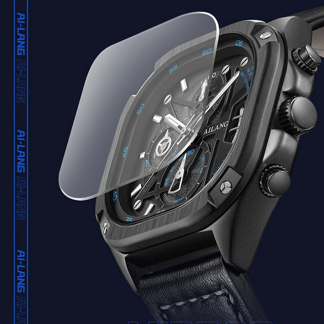 Black Quartz Watch Waterproof Round Dial Leather Strap Wristwatch with Chronograph 2026 Present Luminous Hands Auto Date Ai Lang