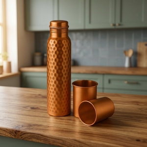 Bouteille d'eau en cuivre sans BPA avec revêtement anti-corrosion, bouchon à paille, compatible lave-vaisselle, réutilisable, 750 ml, écologique - Product Image 5