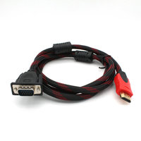 Câble HDMI vers VGA de 1,5 m, HDMI mâle vers VGA 15 broches mâle, plaqué or, câble HD avec gaine en PVC pour PC portable et utilisation HDTV
