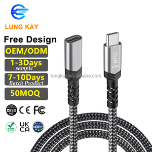 Cable de Extensión LUNG AKY de 1M, 20Gbps, Transferencia de Datos, PD USB 3.1 Gen2, Tipo-C Macho a Hembra, Trenzado de Nailon, para Laptop, Teléfono, Monitor - Product Image 1