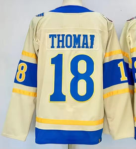 高級な新品メンズフル刺繍アイスホッケーユニフォーム # 25 # 10 # 18 # 55 # 84 # 50ステッチ入り通気性メッシュカジュアルアスレチックユニフォーム - Product Image 5