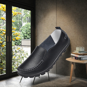 Women's Genuine Leather Flat Slip-On Loafers Breathable Round Toe Comfort <b>Shoes</b> for Spring Summer Autumn Winter - Product Image 2