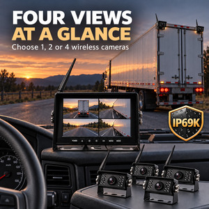 7 Inch IPS Wireless Reverse Camera System for Truck Trailer RV 4-Camera DVR Night Vision Split Screen IP69K Waterproof Monitor - Product Image 3
