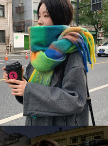 New AC ấm cầu vồng kẻ sọc dài sáp <span class=keywords><strong>Mohair</strong></span> khăn Châu Âu và Mỹ mùa thu và mùa đông phong cách cho người lớn - Product Image 5