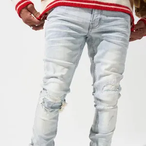 Zhuo Yang Carment - Fabricante americano de jeans cargo, com zíper lateral, vintage, de boa qualidade, para homens, roupas jeans escuras com vários bolsos, luxuoso