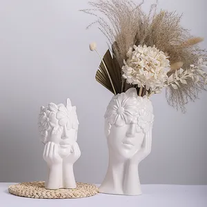 Vaso de flores estilo nórdico, decoração de sala de estar, forma feminina, vaso de flores, de cerâmica, artesanato, vaso de porcelana