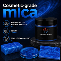 Poudre de mica de qualité cosmétique bleu Pacifique, approuvée par la FDA, pigment de mica végétalien scintillant pour résine époxy, savon, bougie, argile polymère, bricolage