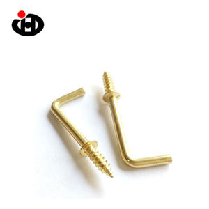 高品質 真鍮製 セルフタッピング L字型 スクリューフック L型フック - Product Image 2