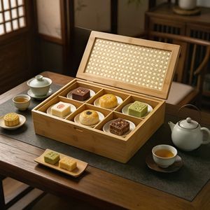Boîte de rangement en bambou, rectangle, anti-humidité, anti-poussière, organisateur de thé, usage domestique - Product Image 1