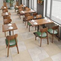Ensemble de table et de chaises de restaurant commercial en bois massif et métal, style moderne minimaliste personnalisé, pour cafés, restaurants de thé au lait