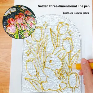 لوحة زجاجية حديثة يدوية الصنع بتأثير تموجات الماء مع إضاءة، مجموعة مواد الرسم الأكريليك الصغيرة - Product Image 6