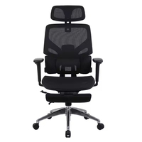 Chaise de bureau exécutive moderne Anji en maille avec design ergonomique, réglable en hauteur, base pivotante à cinq branches et repose-pieds