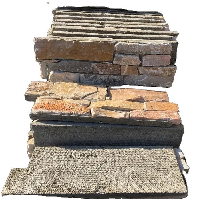 Arrugginito quarzo esterno muro di pietra rivestimento ardesia cemento cultura pietra sporgenza pietra camino