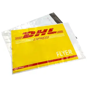 Kustom Dicetak Kuning DHL Logistik Plastik Mailbag Kemasan Transportasi Ongkos Kirim Amplop Poli Mailbag Tas Ekspres