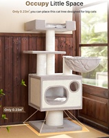 Arbre à chat tour de 48,4 pouces de hauteur, design moderne, robuste, en bois, avec griffoir en sisal, hamac, perchoir et lit, pour grands chats d'intérieur