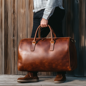 Bolsa de lona de cuero genuino con logotipo personalizado Bolsa de viaje de noche para hombre Bolsa de lona de cuero - Product Image 4