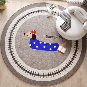 พรมปูพื้นทรงกลมผ้ากำมะหยี่คริสตัลลายสุนัขจุดๆ กันคราบสกปรก สำหรับตกแต่งห้องนั่งเล่น - Product Image 2