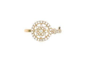 Bague ouverte en or jaune 18 carats sertie de diamants, motif de boussole, bijoux de luxe pour femmes - Product Image 3