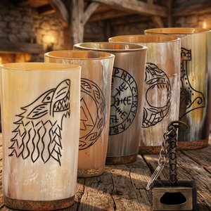 Jarra Vikinga de Cuerno Natural Hecha a Mano, Taza Medieval para Cerveza, Cerveza Alemana, Vino, Vajilla Rústica para Bar, Venta al por Mayor a Precio Competitivo - Product Image 1