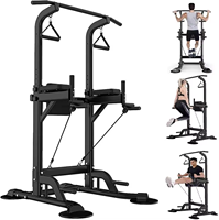 Torre de Ejercicios Multifuncional Ajustable con Barra para Dominadas y Flexiones, Máquina de Entrenamiento de Fuerza