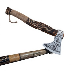 THEWIZ CRAFTS TC-SS-096 OEM Custom Industrial High Quality Carbon Steel Hatchet <b>Axe</b> Head Ash <b>Wood</b> Handle Hand Engraving - Product Image 2