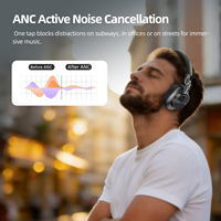 Casque sans fil supra-auriculaire personnalisé avec logo, V5.4, réduction de bruit, audio spatial, faible latence, basses profondes, pliable, pour voyage et aviation