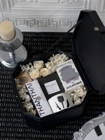 Boîte de transport portable de luxe en cuir haut de gamme avec nœud papillon octogonal léger, boîte de faveur de mariage, boîte d'emballage pour pâtisserie et pâtisserie