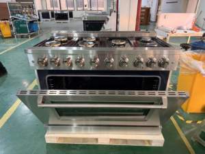 48 pouces. 7,84 Cu. Table de cuisson à gaz 7 brûleurs avec four à convection, en acier inoxydable, pour usage domestique, autoportante - Product Image 2