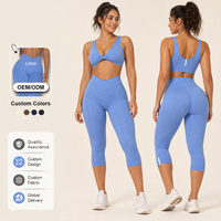 Pantalons de yoga personnalisés à séchage rapide, longueur mollet, tenues de sport pour femmes, ensembles de soutien-gorge de sport