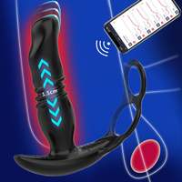 App-Fernbedienung Bluetooth Teleskop-Dildo Anal-Plug Prostata-Massage Verzögerung Doppelring Männlicher Gay Anal-Vibrator Butt Plug