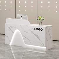 Comptoir de réception moderne personnalisable en bois, idéal pour les bureaux, salons de beauté et spas, avec éclairage LED, écologique et très vendu