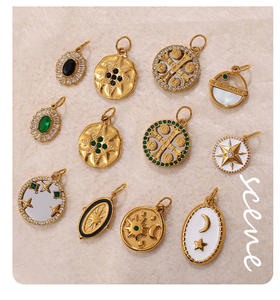 Galería Celestial y Sagrada Dorada |   Dijes de Acero Inoxidable Chapados en Oro de 18K PVD |   Impermeable, Hipoalergénico y Sin Decoloración - Product Image 1